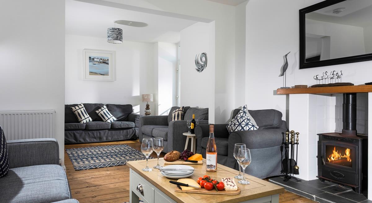Island View has modern interiors, comfy sofas and a flickering woodburner to keep you cosy on chilly evenings.