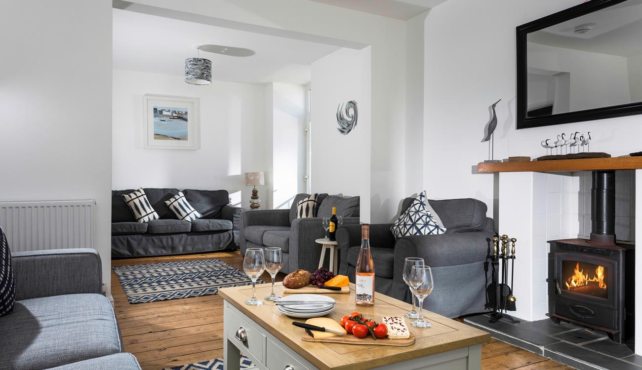 Island View has modern interiors, comfy sofas and a flickering woodburner to keep you cosy on chilly evenings.