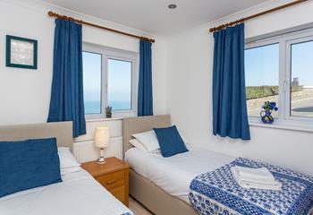 Bedroom 2 benefits from sea views across Carbis Bay.