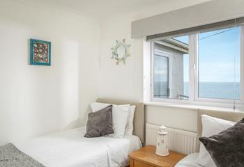 Bedroom 2 benefits from sea views across Carbis Bay.