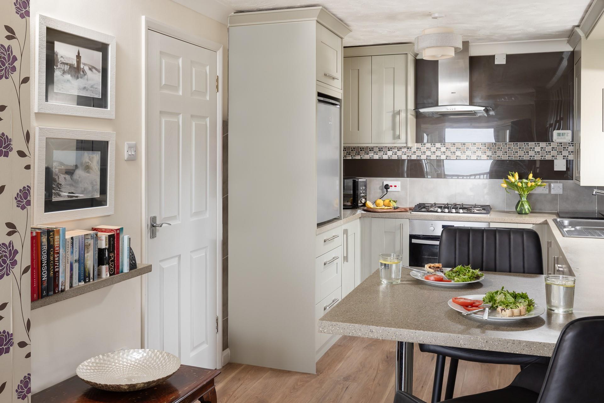 Dine at the breakfast bar after cooking up a delicious meal.