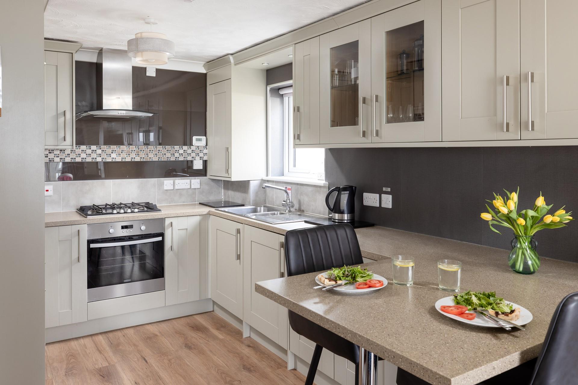 Modern, chic and fully equipped, the kitchen has everything you need to rustle up a holiday meal or two. 