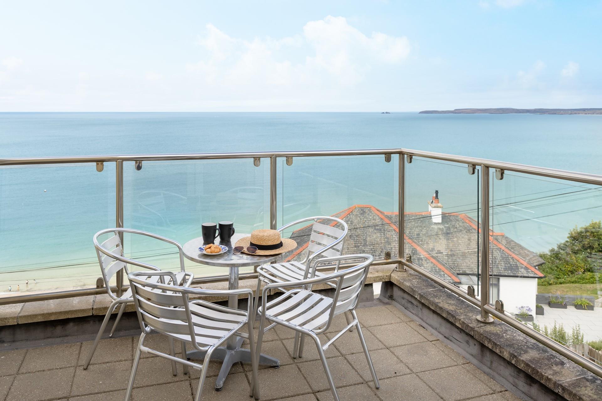Enjoy far-reaching views across Carbis Bay and beyond from the private terrace.