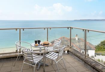 Enjoy far-reaching views across Carbis Bay and beyond from the private terrace.