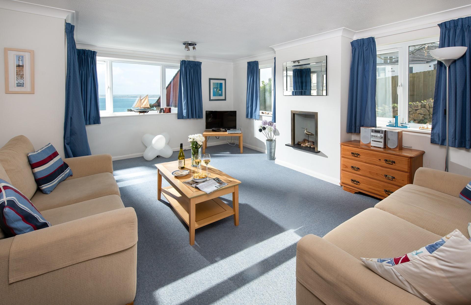 The large lounge is a beautiful spot to relax at any point in the day.