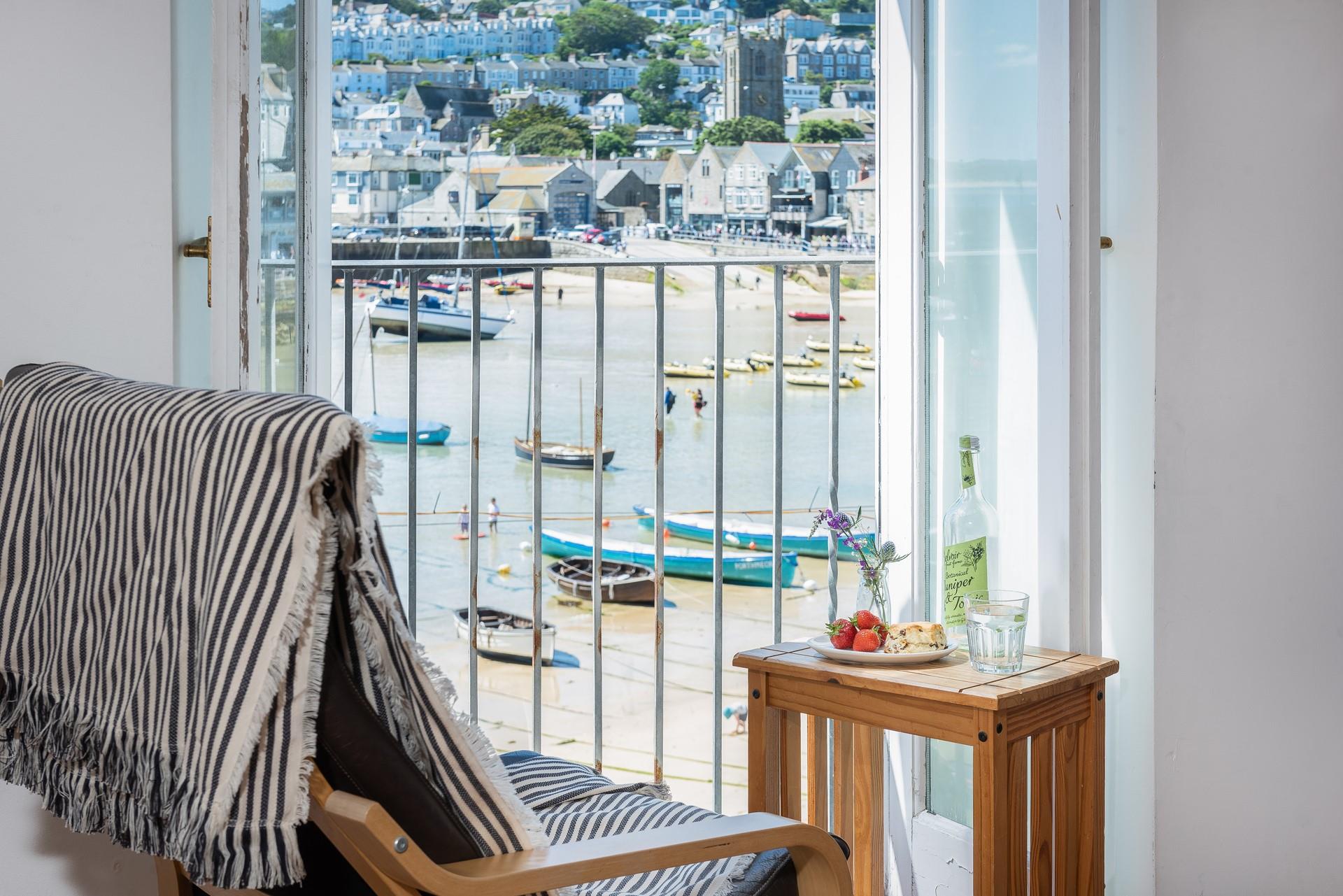 The Juliet balcony offers stunning views of Harbour beach.