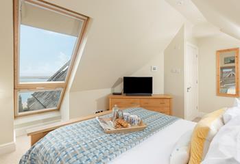 The view through the rooftop stretches across miles of beautiful blue sea.