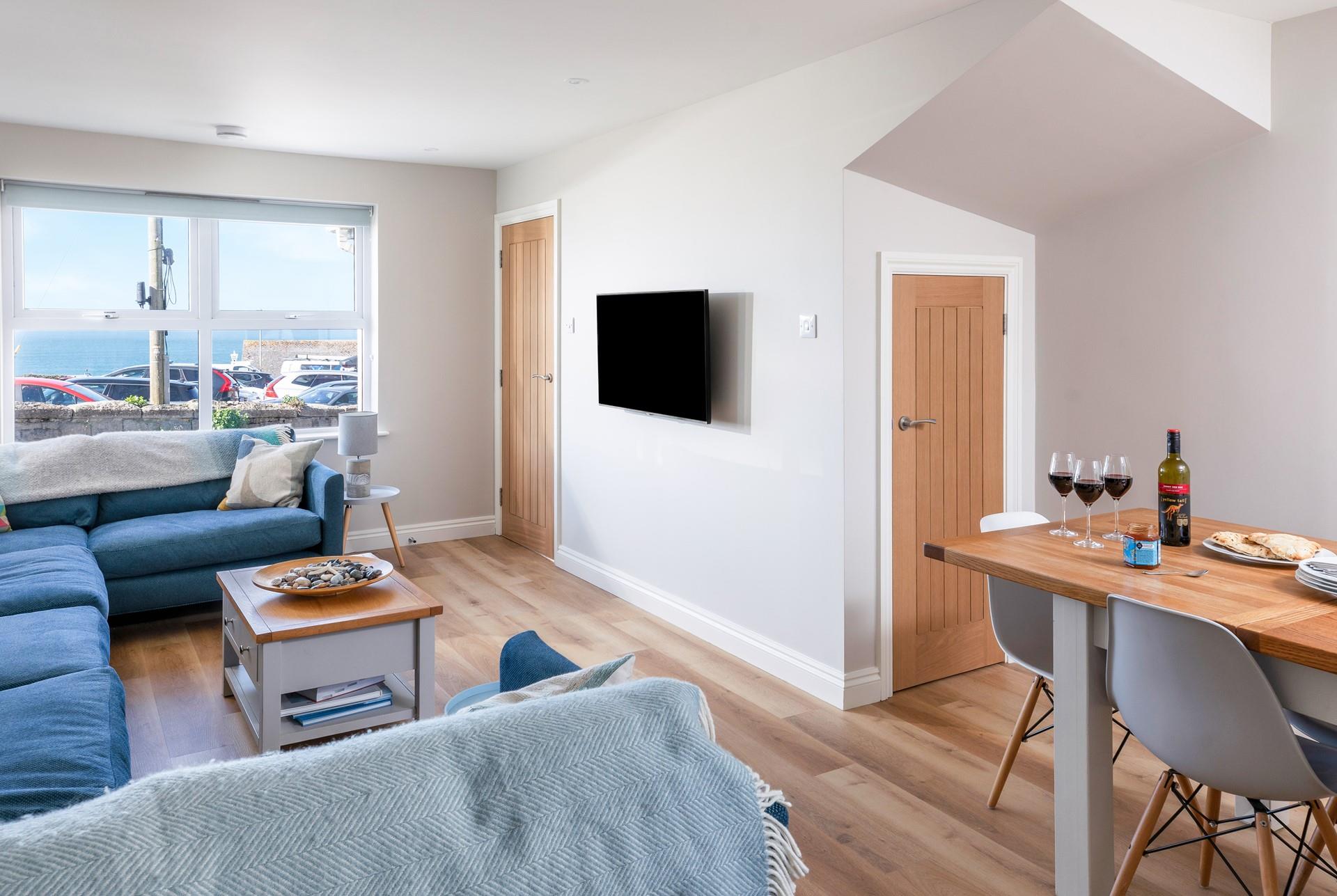 Open plan living makes the most of the sea view!