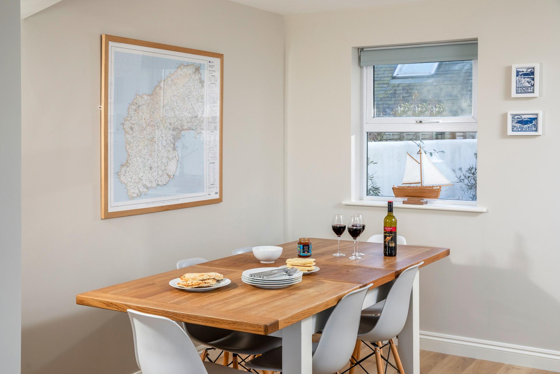 Plan your Cornish adventures whilst sitting around the dining table.
