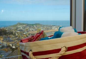 The panoramic view across St Ives Harbour, beach and town is totally stunning.