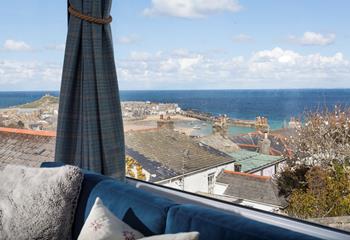 The view across St Ives Harbour from the sitting room is mesmerising.