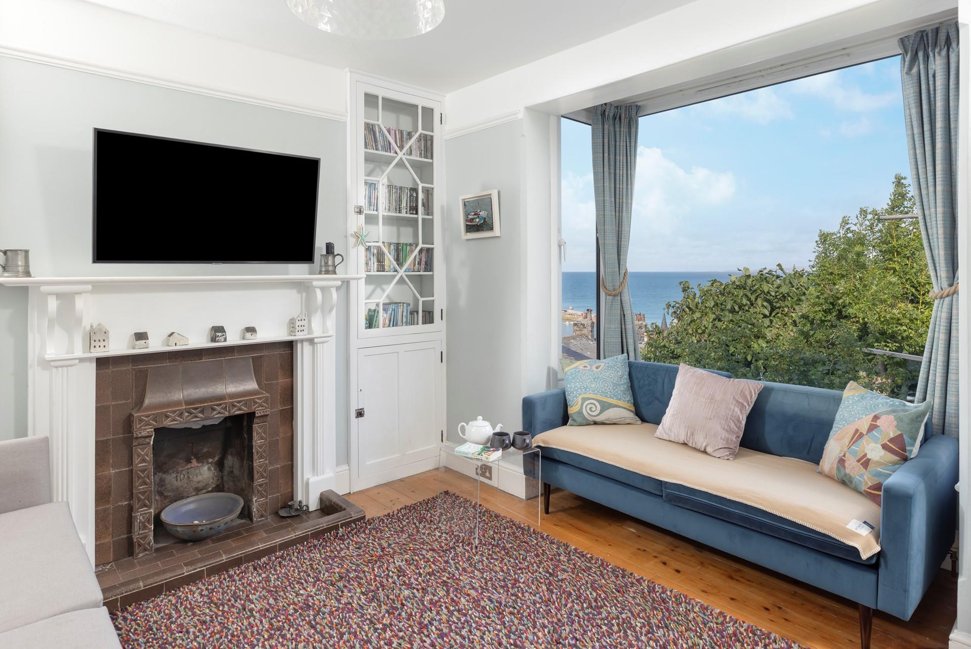 The lounge boasts beautiful sea views.