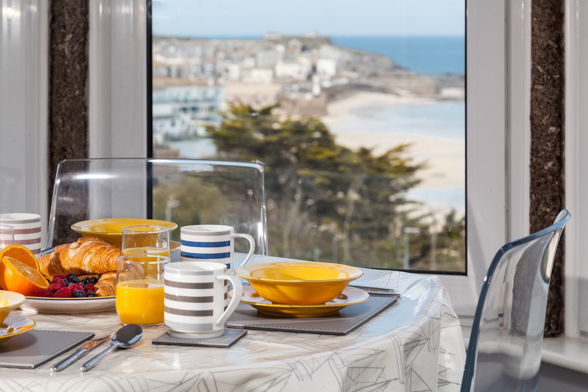 Large windows ensure the property is bright and airy whilst giving unobstructed views of stunning St Ives.