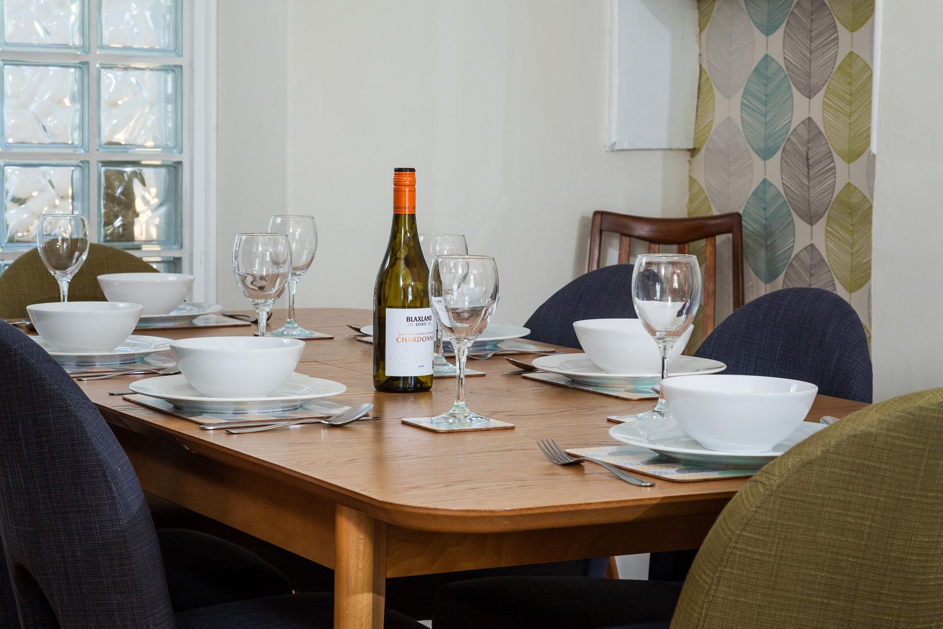 Buy your favourite bottle of wine and enjoy a tasty meal around the dining table.