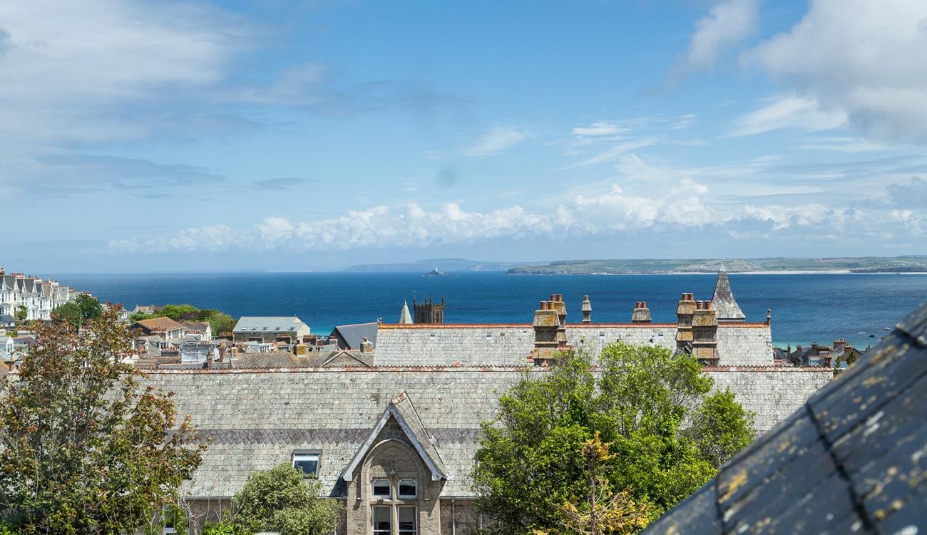 The property has sea views over the quirky roofs of St Ives.