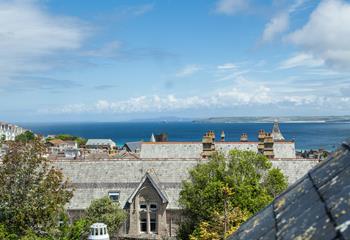 The property has sea views over the quirky roofs of St Ives.