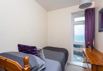 The 3rd bedroom has a single bed and sea views to wake up to.