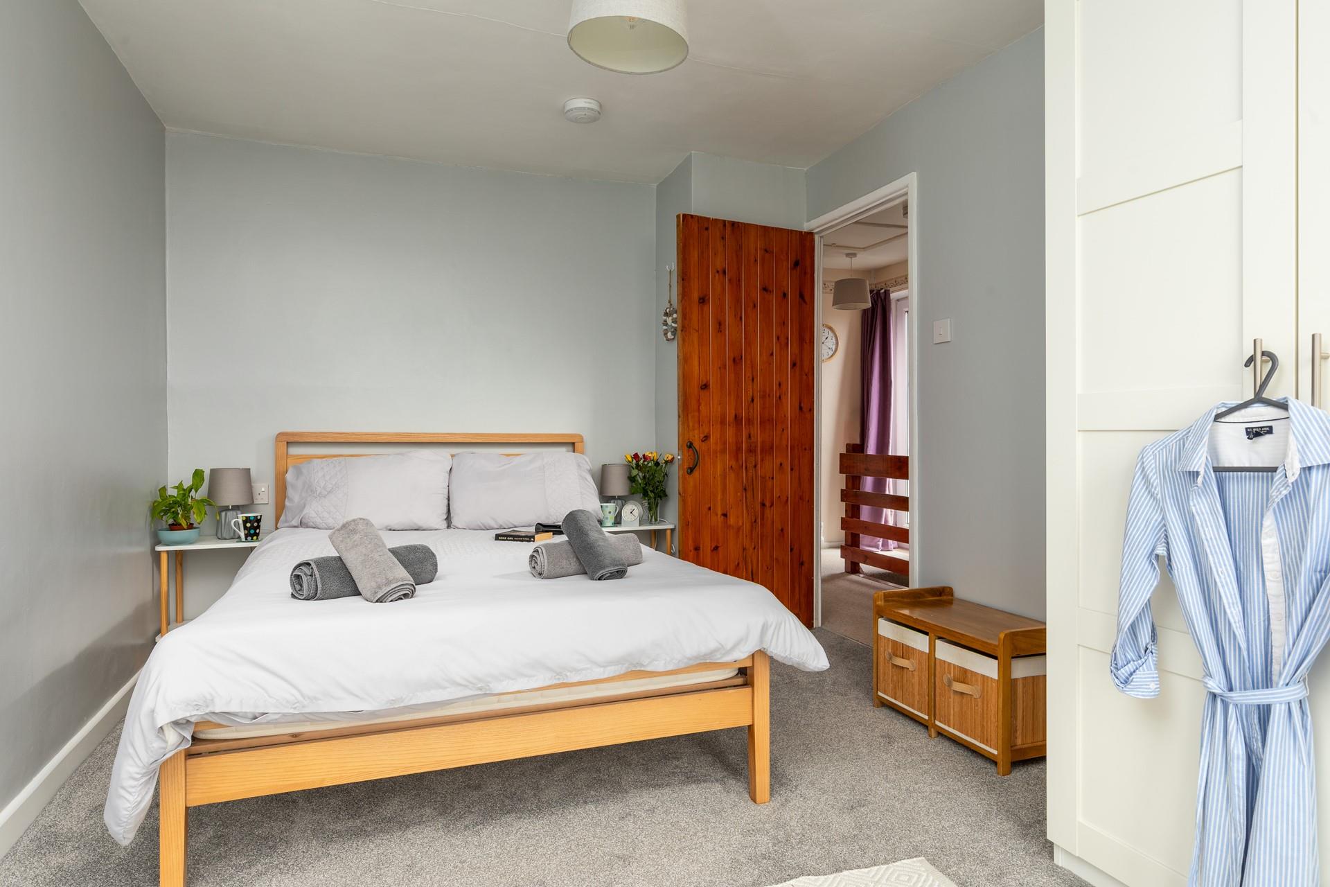 Bedroom 2 has a double bed and lovely sea views.