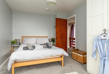 Bedroom 2 has a double bed and lovely sea views.