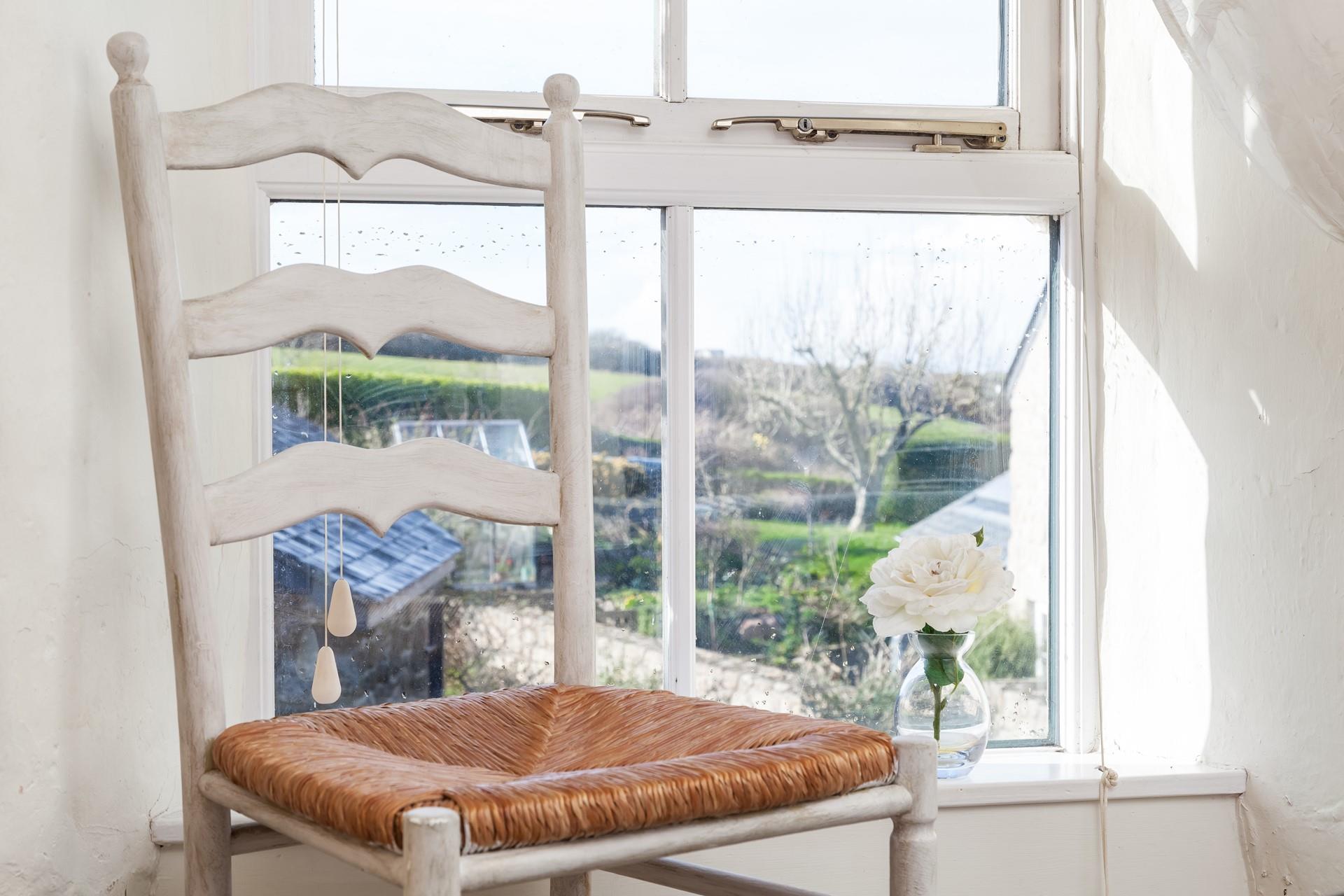 Rear views overlook the surrounding countryside at Corner Cottage.