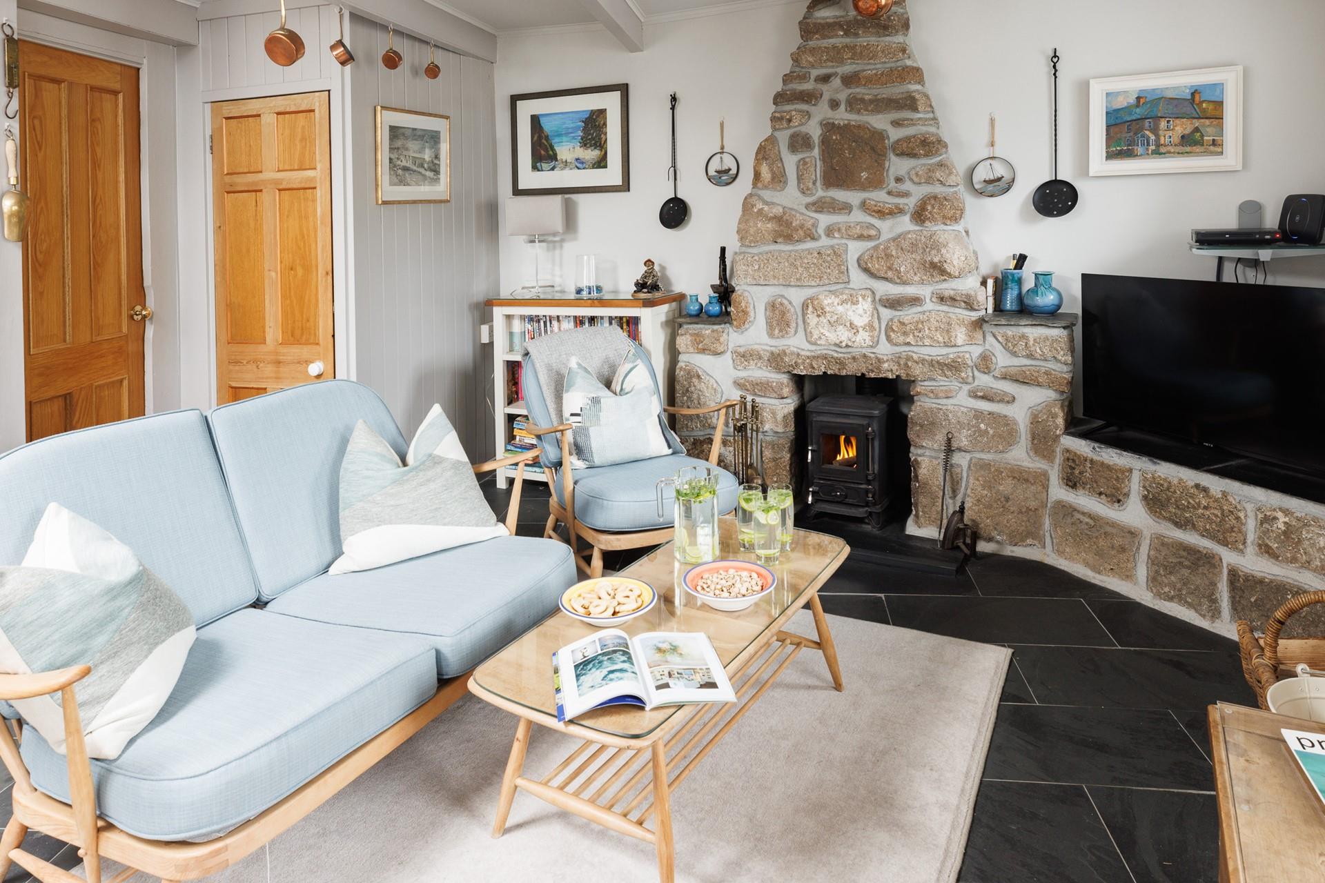 The cosy woodburner is ideal for chillier evenings.