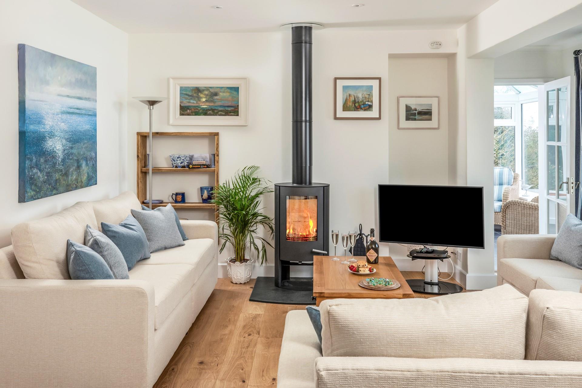 Light the woodburner and cosy up in the sitting room.