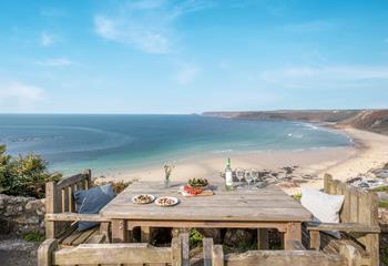 Sit back and relax with stunning views across Sennen beach and beyond.