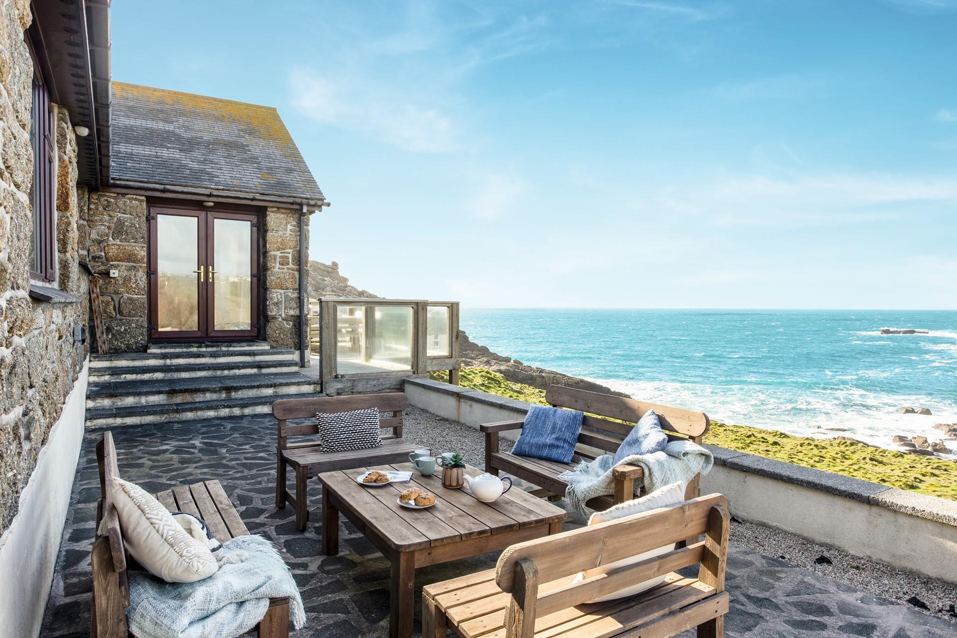 The picturesque view from Chy Ryn, situated on the cliffs at Sennen Cove.