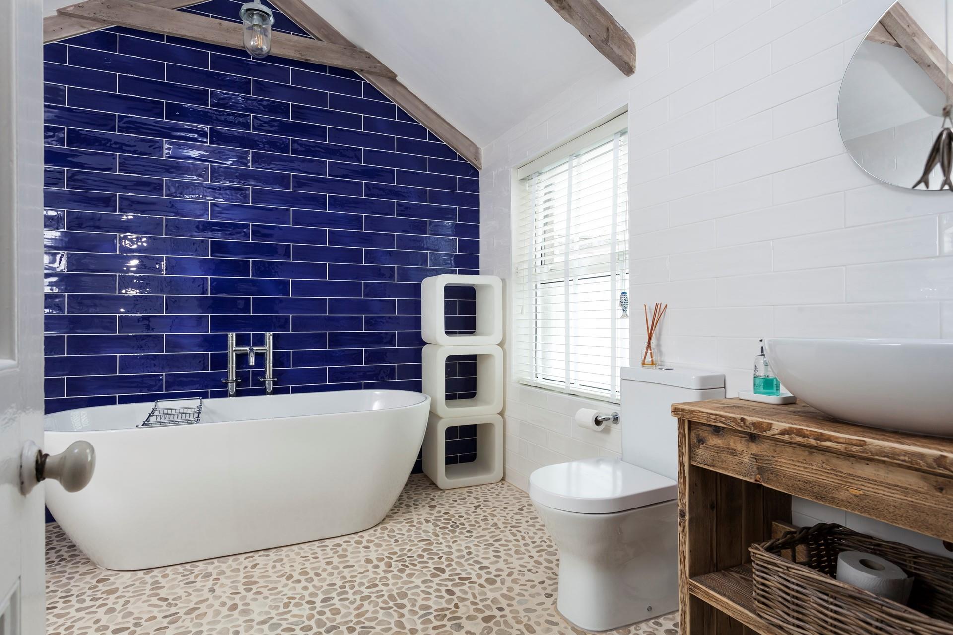 The large bathroom provides the perfect space to get ready in the morning.