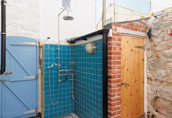 The outside shower is ideal for washing off sandy toes or wetsuits.