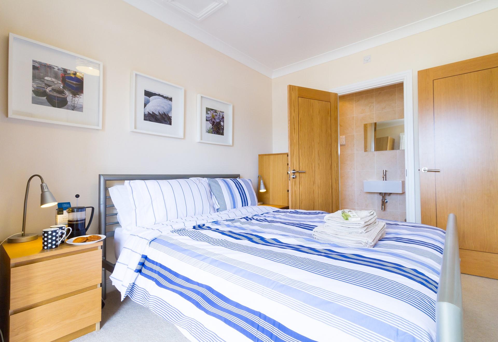 Nautical stripes in the master bedroom!