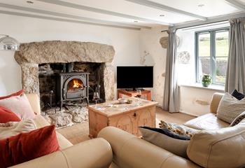 Snuggle up next to the woodburner on cooler evenings.