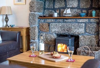 Open a bottle of wine and cosy up in front of the woodburner on chilly evenings.