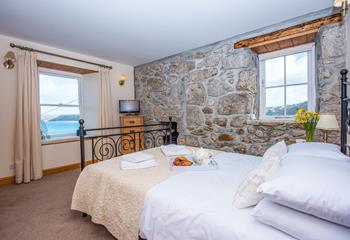 Bedroom 1 has a beautiful sea view opposite the double bed, a beautiful and cosy bedroom. 