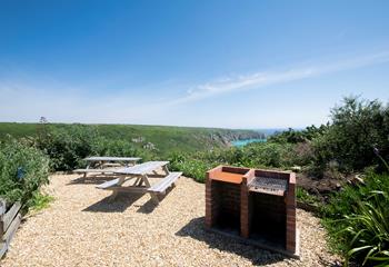 Cook up a feast in the communal barbecue, overlooking Porthcurno beach. 