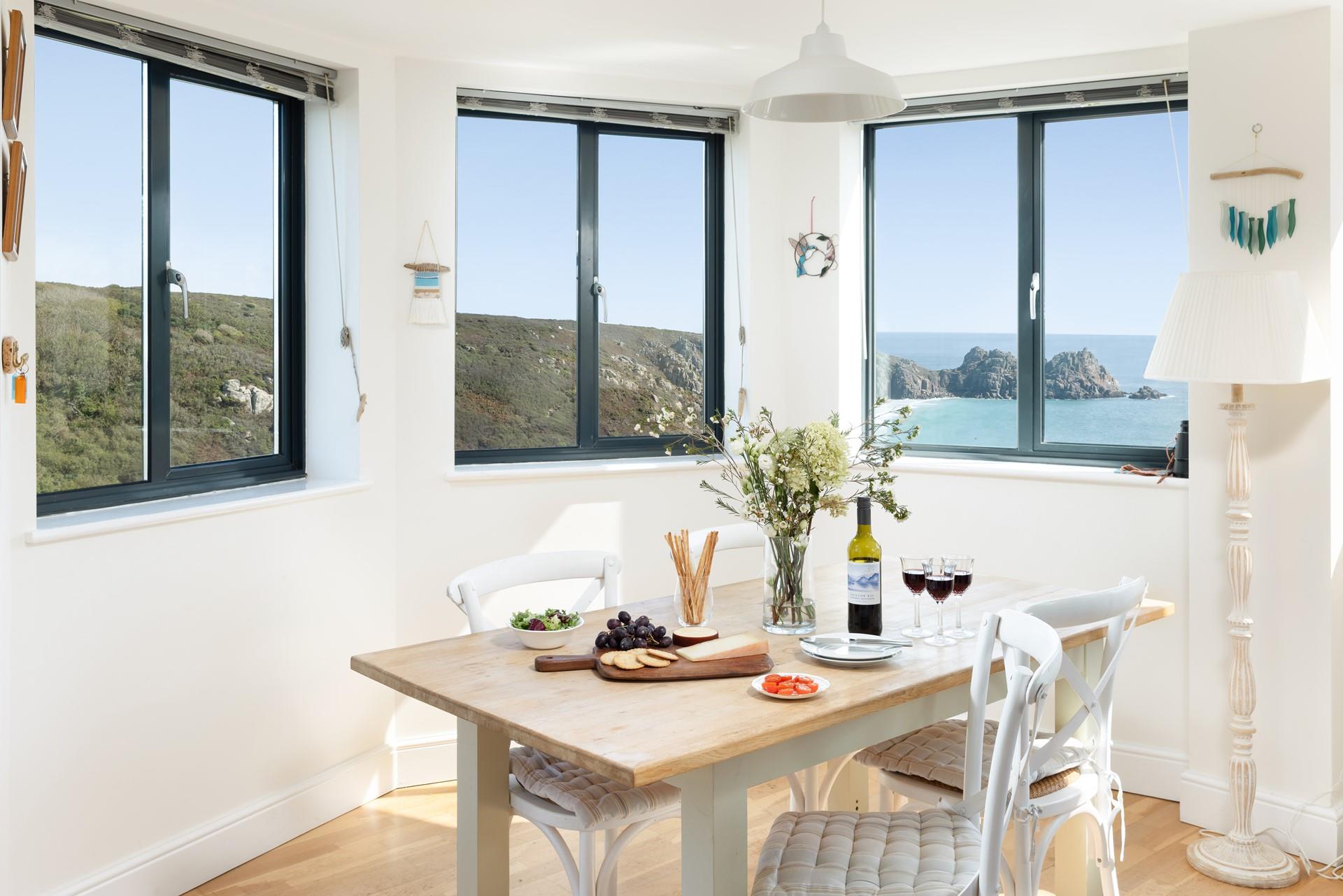 Enjoy a family breakfast surrounded by the stunning Cornish sea view.