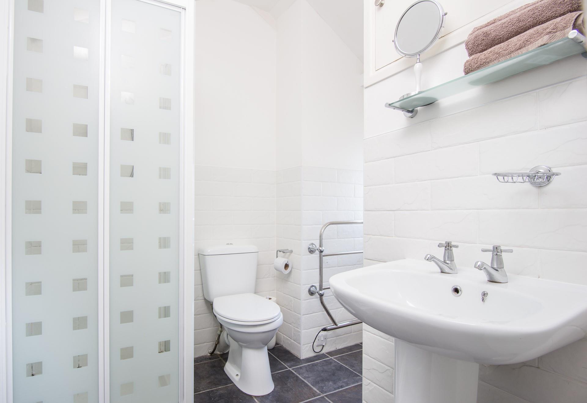 The shower room upstairs is ideal for the family. 