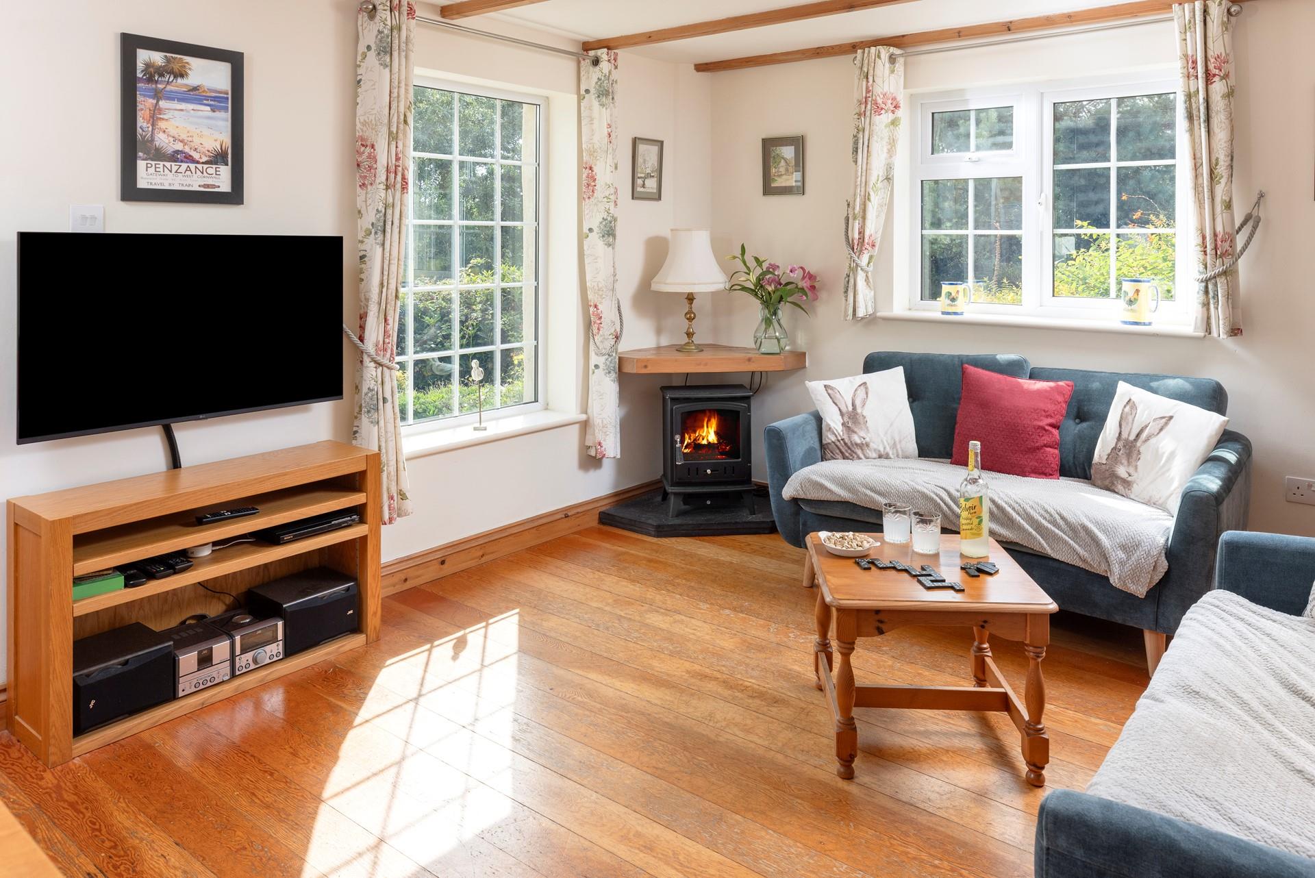 Snuggle up in front of the fire after tucking into a delicious dinner.