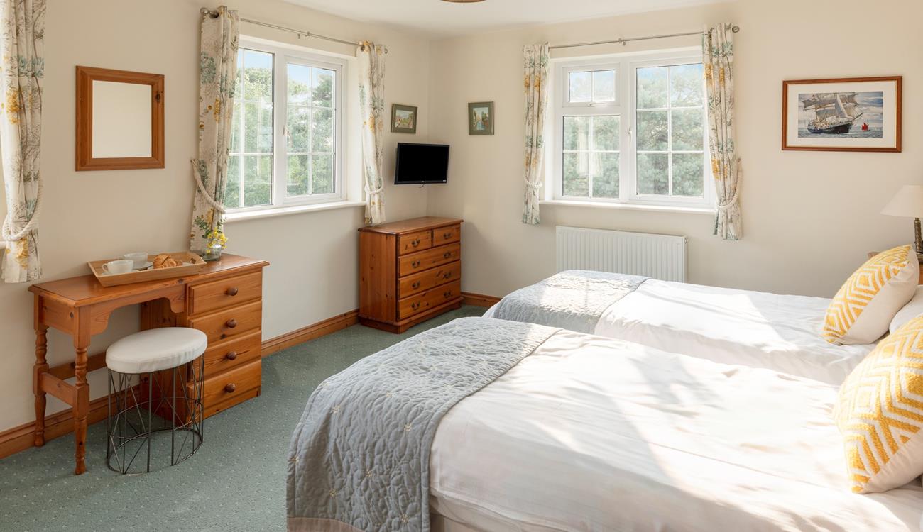 Wake up to views across the Cornish countryside.