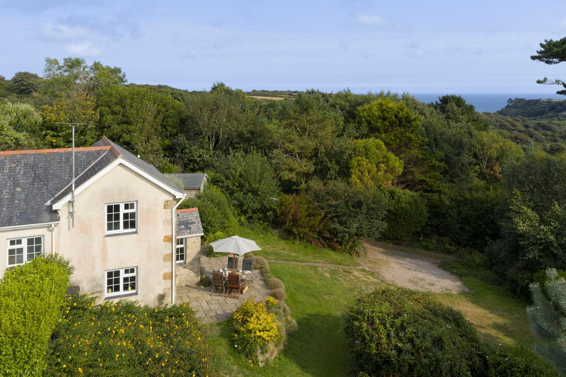 Picturesque views over Lamorna Valley and out to sea from the garden. 