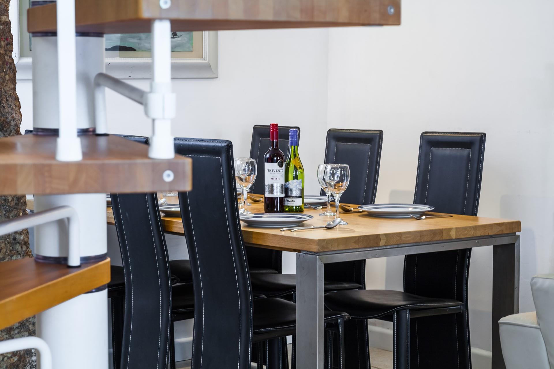 Sit around the table and spend quality time together as a family.