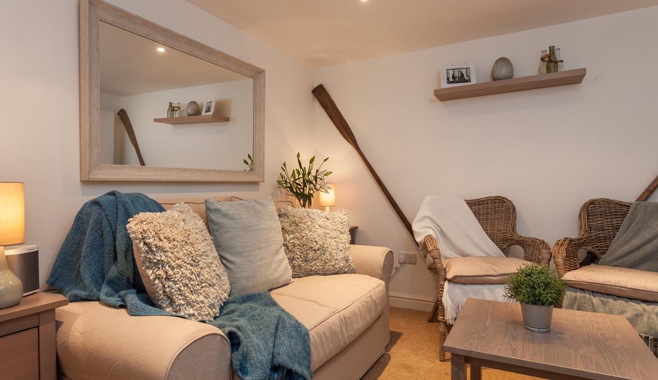 The comfortable sofa bed provides space for extra guests.