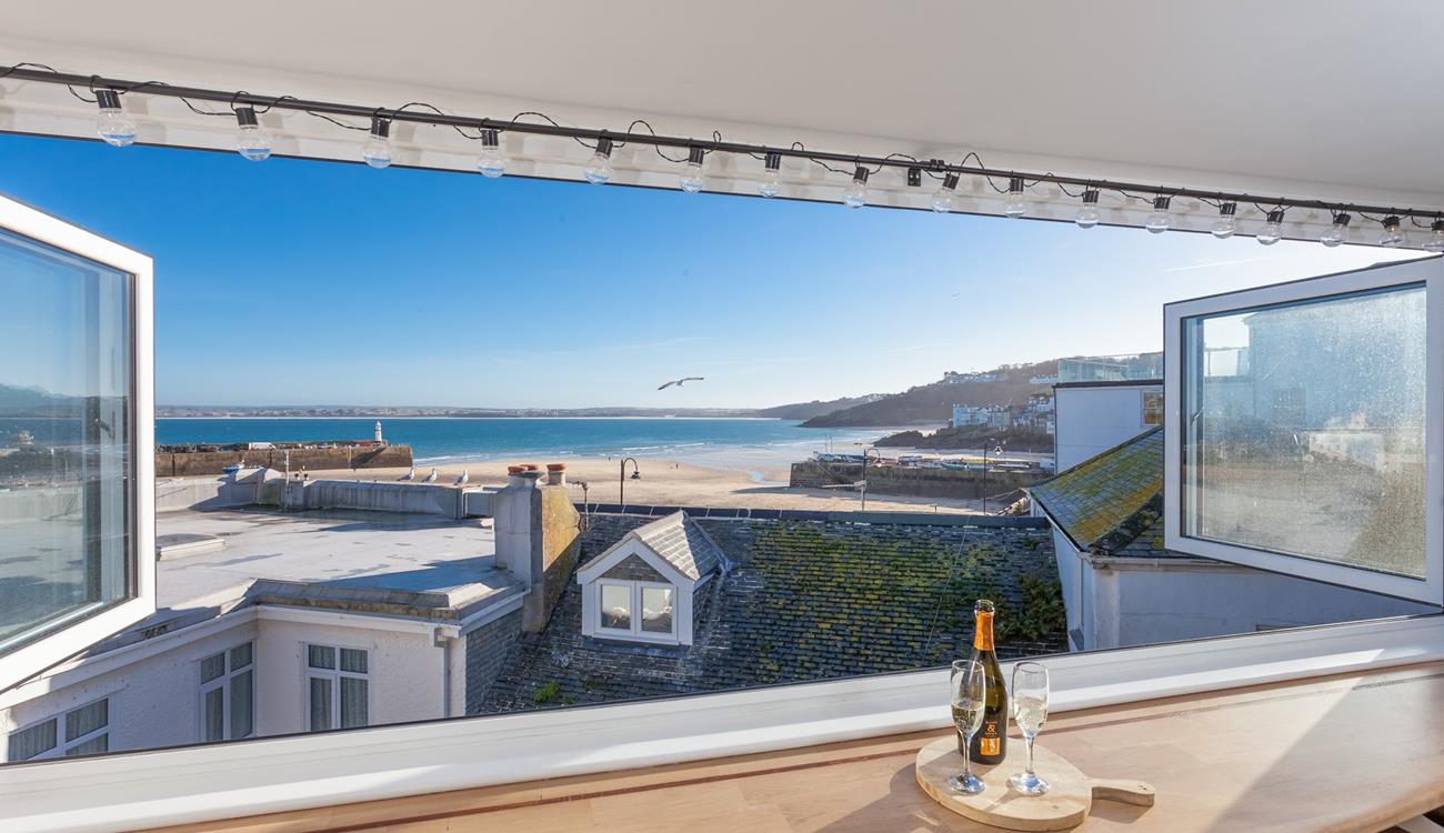 Open a bottle of prosecco and gaze out at the beautiful views of St Ives harbour.