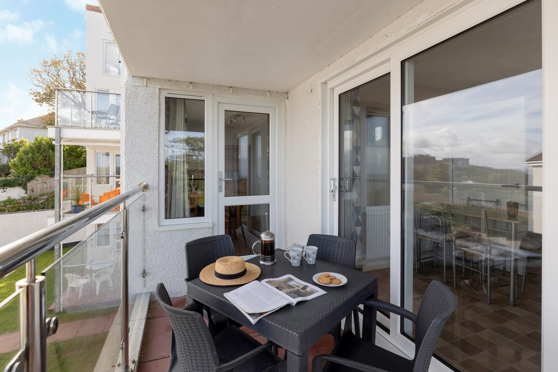 Summer days can be spent out on the balcony.