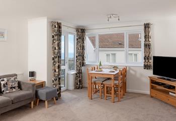 Enjoy a leisurely lunch, admiring the views across Carbis Bay. 