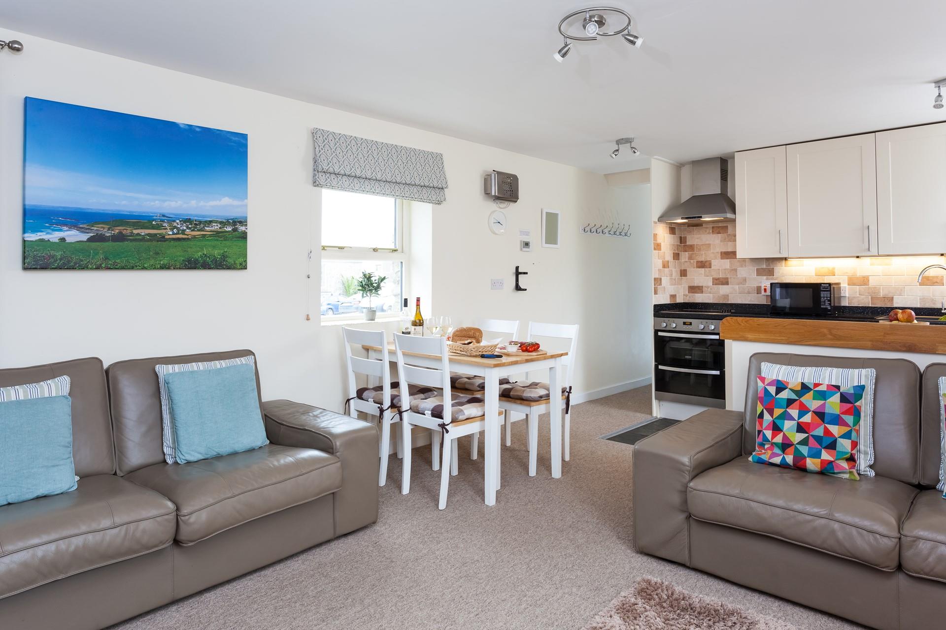 A spacious open plan living area ideal for a family holiday. 