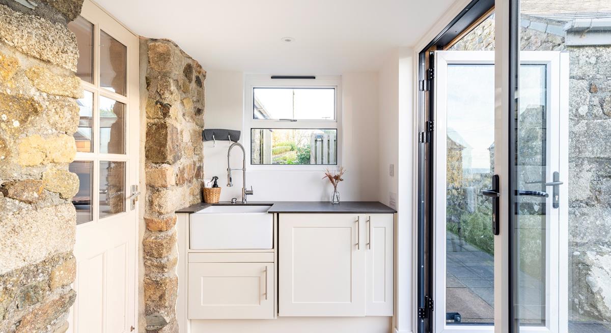 The porch is perfect for storing muddy boots after long scenic walks.