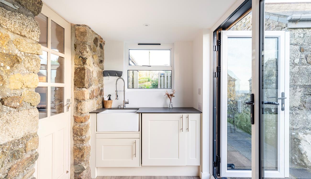 The porch is perfect for storing muddy boots after long scenic walks.