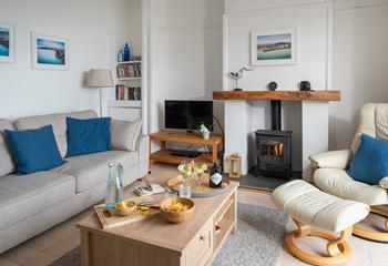 The sitting room is the perfect cosy space to snuggle up in the evenings with wine and nibbles.