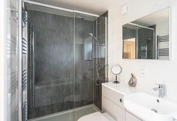 The large walk-in shower is perfect for washing the sand away at the end of the day.